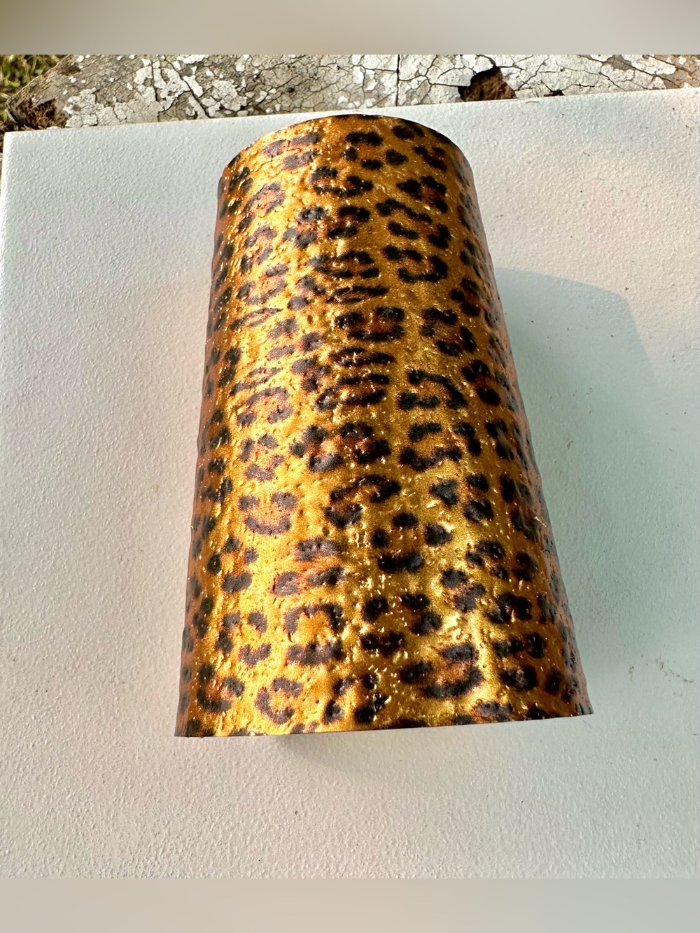 Zara Gold and Black Leopard Print Cuff Bracelet
